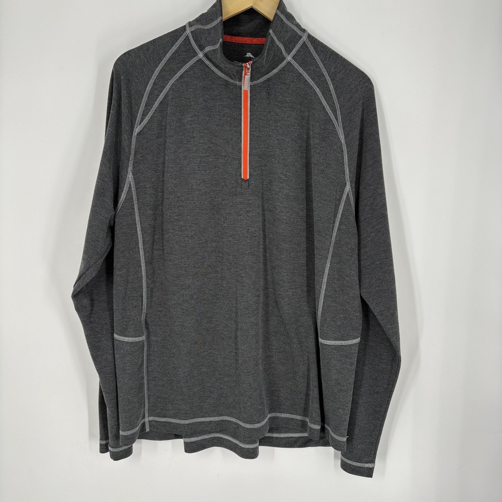 Tommy Bahama Pullover Mens‎ Large Gray Quarter Zip Mock Neck Golf Athletic Top